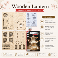 Kit de bricolage lanterne en bois, modèle en contreplaqué découpé au laser avec lumière, assemblage facile, décoration d'intérieur, cadeau créatif fait main