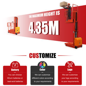 इलेक्ट्रिक मिनी लिफ्ट पोर्टेबल 4.35 मीटर हवाई गोदाम ऑर्डर पिकर खुदरा और होटलों के लिए नई स्थिति स्व-चालित स्टील सामग्री - Product Image 3