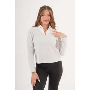 Wholesale Ladies Formal Blouse Embroidered Logo Grey <b>Shirt</b> Collar Trimmed Free XL Loose <b>Collarless</b> Silk Chiffon Poplin Knitted - Product Image 4