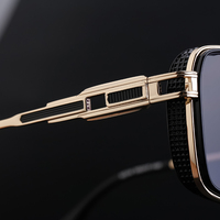 Lunettes de Soleil Homme Partagas Style Steampunk Punk Vintage Rétro Monture Métal Double Pont Protection UV