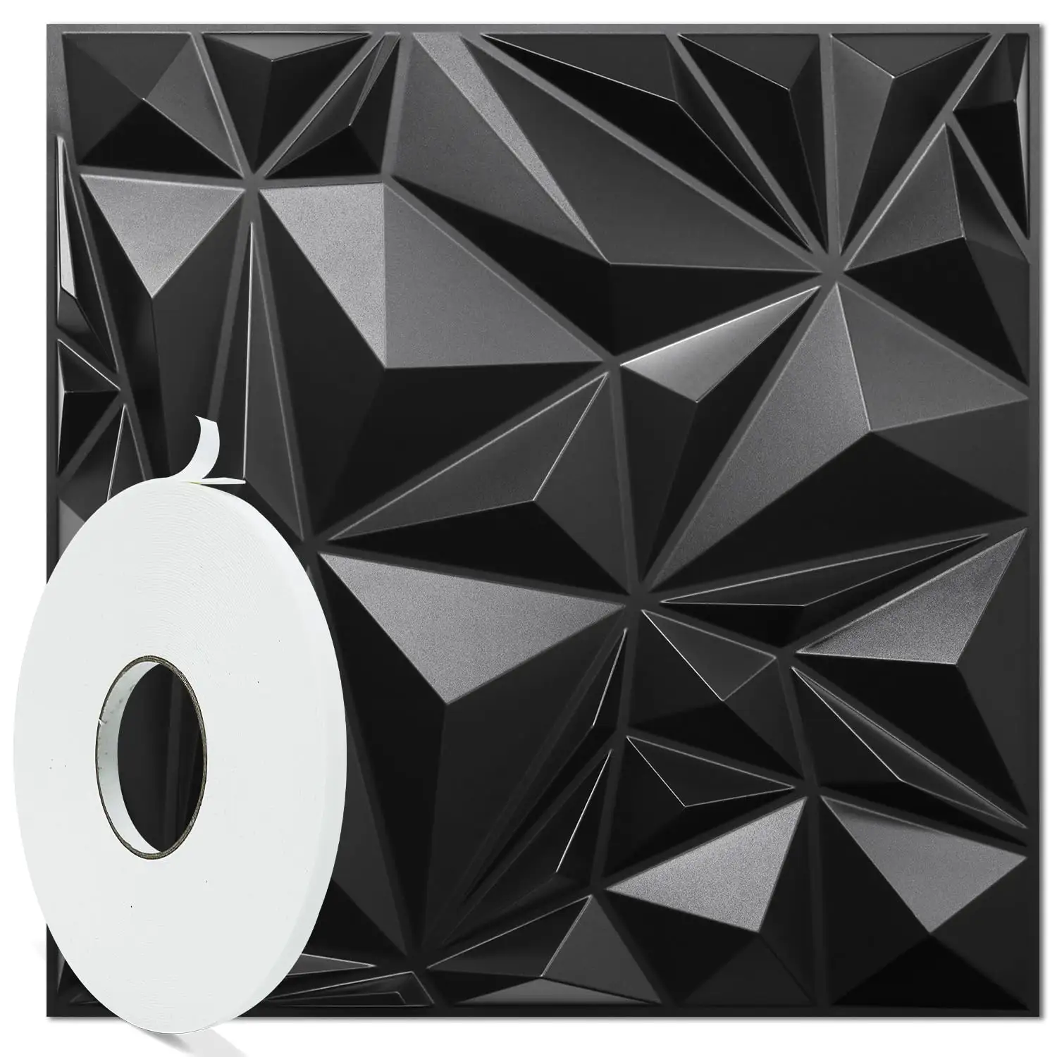 3d-Wandpaneele PVC 3D-Wandpaneel Diamant für Innenausbau in weiß 19,7 × 19,7 Zoll Wanddekor PVC-Paneel