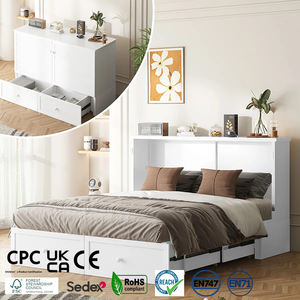 <span class=keywords><strong>Lit</strong></span> escamotable Queen Size avec armoire en bois, station <span class=keywords><strong>de</strong></span> charge USB, <span class=keywords><strong>lit</strong></span> mural moderne pour invités, commode avec tiroirs <span class=keywords><strong>de</strong></span> rangement pour chambre à coucher et bureau à domicile - Product Image 1