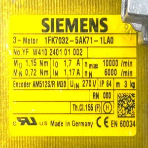 1 Pieza Nueva Original 1fk70325ak711la0 <span class=keywords><strong>Servomotor</strong></span> Sincrónico Serie 1fk7 con <span class=keywords><strong>Encoder</strong></span> 270 Am512sr Plc - Product Image 2