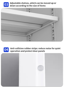 Archivadores de Oficina de Acero Resistente con Puertas Superiores de Vidrio, Cerradura Segura, Estante Ajustable, Armario de Almacenamiento de Archivos Metálico - Product Image 4