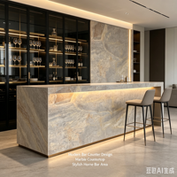 Magnifique marbre de calcite naturel poli moderne, imperméable, pour comptoirs de café et de bar, arrière-plans d'hôtels et de villas