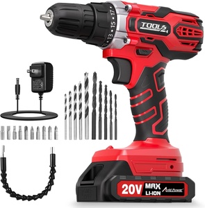 Kit perceuse sans fil 20V MAX DIY sans balais avec chargeur de batterie, 2 vitesses variables, mandrin auto-serrant 3/8 pouces, 10 mm, 19 positions, 22 embouts OEM - Product Image 1
