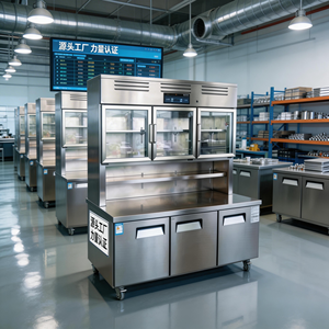 Vitrina Refrigerada Comercial Multifuncional con Doble Pantalla de Temperatura, Acero Inoxidable y 3 Puertas para Uso en Supermercados - Product Image 2