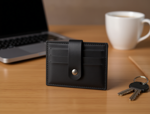 Portacarte da uomo a bottone singolo, 4 pollici, in vera pelle, minimalista, per carte di credito - Product Image 2