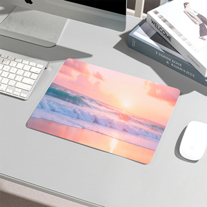 ODM Beach Sunset Romantic Pink Mouse Pad Non-Slip Rubber Computer Mousepads Waterproof Rectangle Mouse Mat with Custom Pattern - Product Image 1