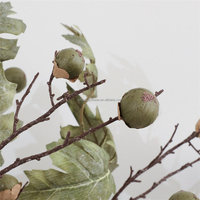 Ranting Daun Maple Buatan L834 86cm, Batang Daun Sutra Imitasi dengan Buah, Dekorasi Massal untuk Dalam Ruangan, Thanksgiving, Pernikahan