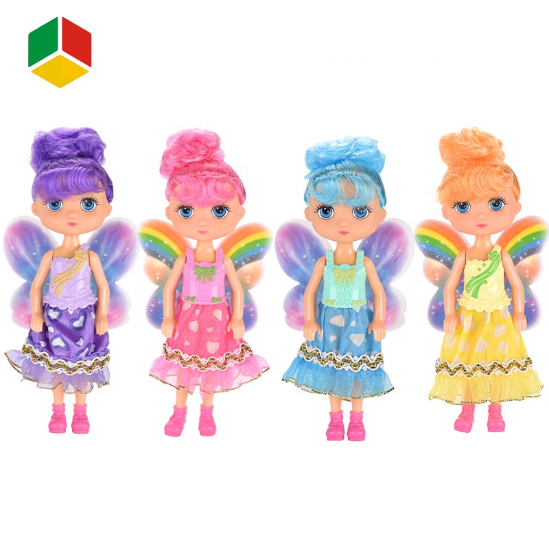 QS игрушки, оптовая продажа, мини красивая девочка, модные пластиковые модели кукол для детей, сказочные куклы 5 дюймов с крыльями бабочки