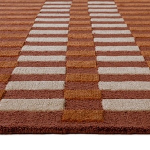 Modern Rust Geometric Area Rug Hand Tufted Textured Pattern Premium Wool Carpet Contemporary Living Room Bedroom <b>Floor</b> Decor Mat - Product Image 2