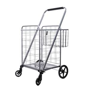 Chariot de courses pliable et portable pour la maison, grande capacité, en acier, à 4 roues, pour outils et courses, adapté aux personnes âgées - Product Image 5