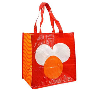Sac de courses réutilisable personnalisé en PP tissé laminé recyclé avec motif lettres, poignées, fermeture éclair et bouton, logo imprimé - Product Image 5