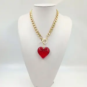 Collana lunga con ciondolo a forma di cuore multicolore di nuovo Design, regalo di san valentino, collana lunga con ciondolo a cuore in cristallo oceano