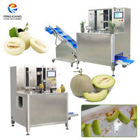 Automatische Cantaloupe Schil-, Ontpit- en Snijmachine 200 stuks/uur All-in-one Muskmeloen Fruitverwerkingsapparatuur Fabrieksdirecte verkoop