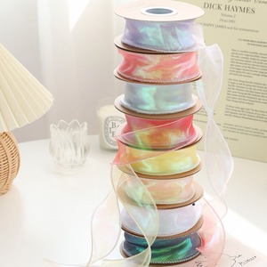 ผ้าทูลล์หางปลาสีรุ้งขนาด 4 ซม. รุ่นใหม่ปี 2026, ผ้าทูลล์ลายดอกไม้สำหรับตกแต่งห่อของขวัญ, ผ้าทูลล์ริบบิ้นสีรุ้งสำหรับตกแต่งช่อดอกไม้ - Product Image 1