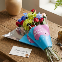 Bolsas de Embalaje Transparentes de OPP Trapezoidales para Ramos de Flores, Impresión de Logotipo Personalizado, para Envolver Regalos