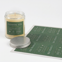 Étiquettes autocollantes personnalisées pour emballages de bougies, résistantes à l'eau, à la chaleur, à l'huile et aux UV, imprimées en vinyle, promotionnelles, en rouleau