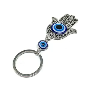 批发复古蓝眼设计珐琅金属蓝色邪恶眼睛钥匙扣包钥匙