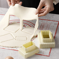 Offre Spéciale 3 pièces en plastique moule à biscuits rectangle emporte-pièces pour Fondant biscuits fabricant trancheuse moules outils de cuisson