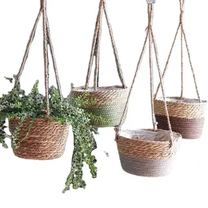 Wall Hanging Basket Natural Handmade Hanging Flowerpot For Home Decoration And Garden Wall Art