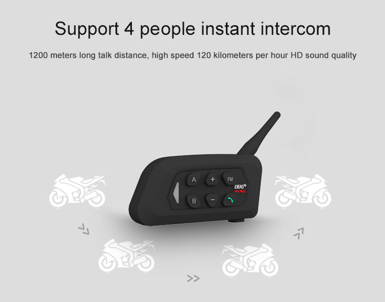 EJEAS Vnetphone V4 Motorcycle Bluetooth Intercom for 4 Rider Helmet Bluetooth Intercom