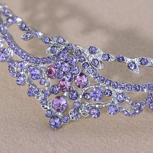 Diadème Couronne Princesse Lavande Violette en Strass Argenté pour Filles et Femmes – Idéal Mariage, Bal de Promo, Première <span class=keywords><strong>Communion</strong></span>, Concours de Beauté, Bandeau - Product Image 5