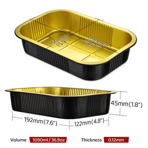 Conteneur en aluminium alimentaire micro-ondable XC Y54 1000 ml/71 oz, emballage alimentaire en vol, plateau jetable, feuille d'or rectangulaire - Product Image 6