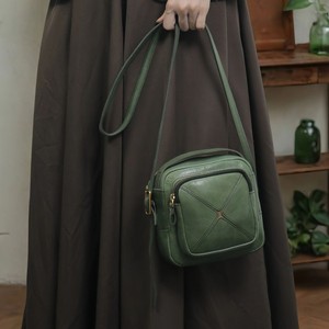 Artistic Handmade Vegetable Tanned Cowhide Women's Shoulder <b>Bag</b> Green 7 Inch Square Crossbody <b>Bag</b> Retro <b>Patchwork</b> Style - Product Image 3