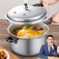Casserole à pression pour la maison, anti-explosion, en alliage d'aluminium de haute qualité, sans revêtement, avec couvercle en verre, compatible gaz et induction