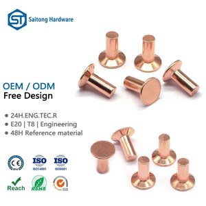 Rivets en cuivre rouge massif à tête fraisée 3mm 4mm 5mm, conducteurs, résistants à la corrosion, marque SaiTong, norme ISO, adhérence 200-300 pour - Product Image 1