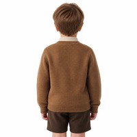 Individuelles LOGO Kinder-Strickjacke Gerippter Langarm-V-Ausschnitt Einfarbig Lässig Winter Herbst Polyester OEM & ODM Fabrik