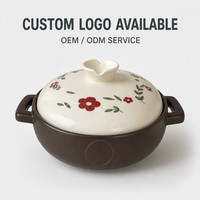 Plat à gratin en céramique avec couvercle, motif floral vintage, peint à la main, en grès, pour four, cuisine et cuisson à domicile