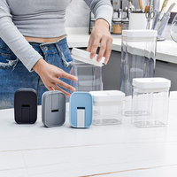 Distributeur d'aliments secs en plastique hermétique transparent en vrac bocaux garde-manger de céréales organisateur de stockage de céréales avec couvercle pour la cuisine
