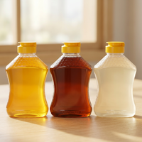 Botella dispensadora de salsa de grado alimenticio al por mayor, botella de plástico PET con forma cónica y tapa abatible para miel, aderezo y kétchup