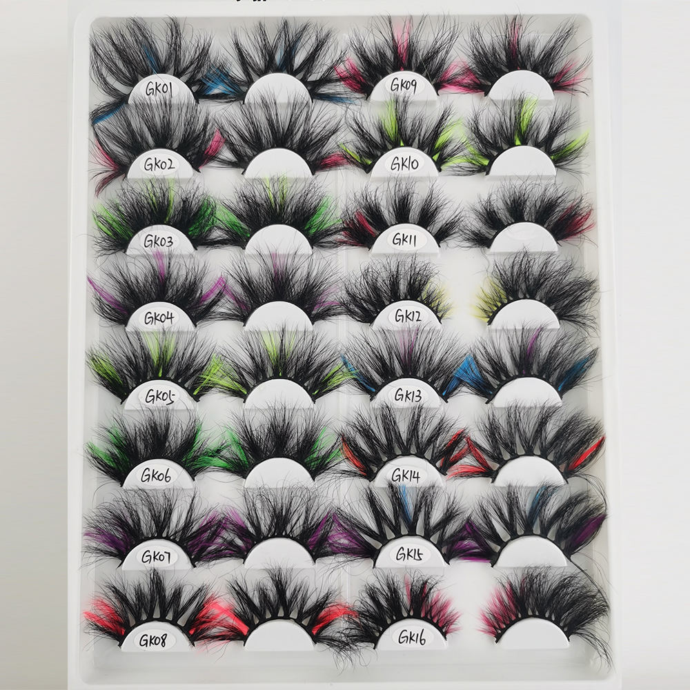 Cils en vison colorés à bandes colorées de 25 mm1