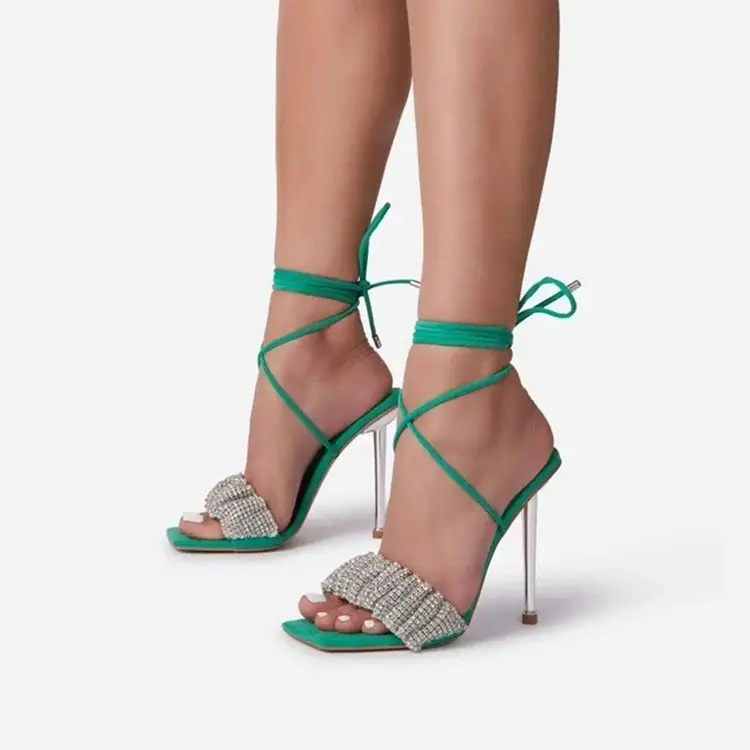 2022 nuovo arrivo moda spot all'ingrosso tacchi alti donna tacco a spillo cinturino punta quadrata punta aperta sandali da donna