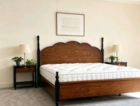 Cadre de lit Queen Size en bois massif, style Mid-century, écologique, lit double, mobilier de chambre vintage français pour la maison