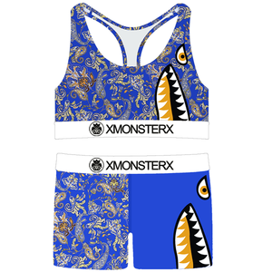Ensemble de <span class=keywords><strong>sous</strong></span>-vêtements de sport de tous les jours pour femmes Sexy Sports Shark Print Matching Couples Confortable Boyshort Style avec Logo sur la taille - Product Image 1