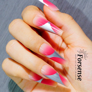 Pegamento de cobertura completa real ins look en puntas de <span class=keywords><strong>uñas</strong></span> ataúd largo uña falsa para niñas Etiqueta Privada Y2K <span class=keywords><strong>Rosa</strong></span> ombre <span class=keywords><strong>plata</strong></span> arte Prensa en <span class=keywords><strong>uñas</strong></span> - Product Image 3