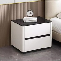 Table de chevet moderne minimaliste en bois massif, design luxueux et sophistiqué pour chambre à coucher