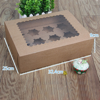 Boîte en papier blanc avec fenêtre transparente 1/2/4/6/8/12 boîte d'emballage de Cupcake papier Kraft pour boîte à gâteau Muffin avec plateau
