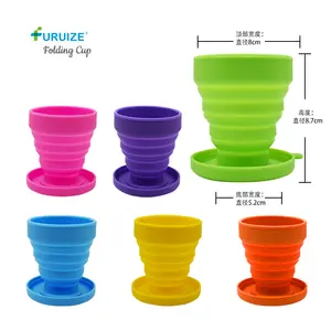 Furuize os copos menstruais dobráveis da capacidade do copo 200ML do silicone limpam o copo dobrável do silicone com a tampa Eco amigável