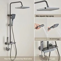 Ensemble de douche thermostatique en aluminium spatial à 4 fonctions avec bouton-poussoir, installation facile