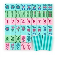 Jeu de Mahjong Américain de Luxe Pliable en Acrylique Cyan, 160 Tuiles, Kit de Jeu pour 4 Joueurs, Portable, Idée Cadeau de Voyage de Luxe