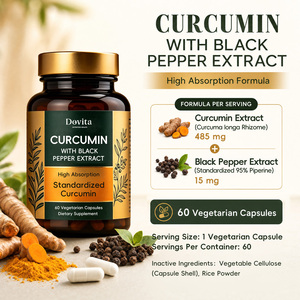 Cápsulas Vegetales de Cúrcuma y Curcumina con Piperina de Alta Absorción para Alivio del Dolor Articular, 60 Cápsulas Vegetales, Venta al Por Mayor de Fábrica en EE. UU., OEM - Product Image 1