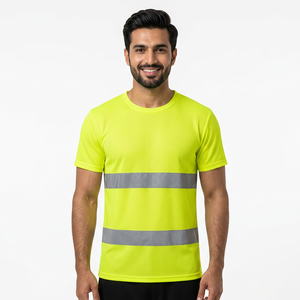 Camisetas de Trabajo de Manga Corta Unisex de Alta Visibilidad Reflectantes para Construcción, de Poliéster de Secado Rápido, con Protección Personal (EPP), Impresión por Transferencia Térmica - Product Image 1