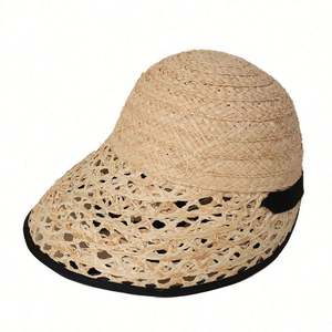 Nuevo Sombrero de Paja Rafia de Verano para Mujer, Estilo Lolita, con Visera Hueca y Cordones de Encaje, Ideal para Pesca y Viajes - Product Image 6