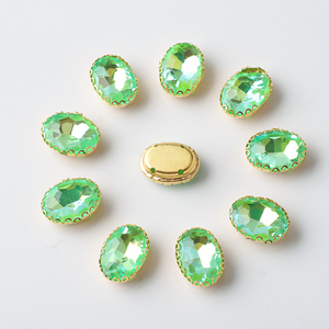 Zhubi 10*14mm or griffe ovale strass Borealis effet Hot Fix main coudre sur strass pour bricolage faisant des vêtements de mariage - Product Image 5